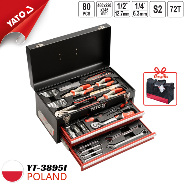 Bộ Dụng Cụ Sửa Chữa Đa Năng 80 Chi Tiết Yato YT-38951 - Chính Hãng