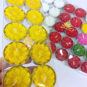 Vỉ 10 Viên Nến Tealight Hoa Bơ Trường Nguyên Organic, Không Khói, Nhiều Màu, Cúng Mụ, Xông Tinh Dầu, Dâng Lễ