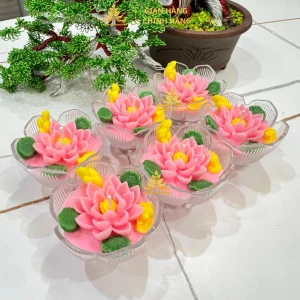 Hộp 12 Ly Nến Bơ Hoa Sen 80ml , Nhiều Màu, An Toàn, Không Khói, Nến Bơ Thực Vật Cúng Dường,Thần Tài, Dâng Lễ Cháy 16h